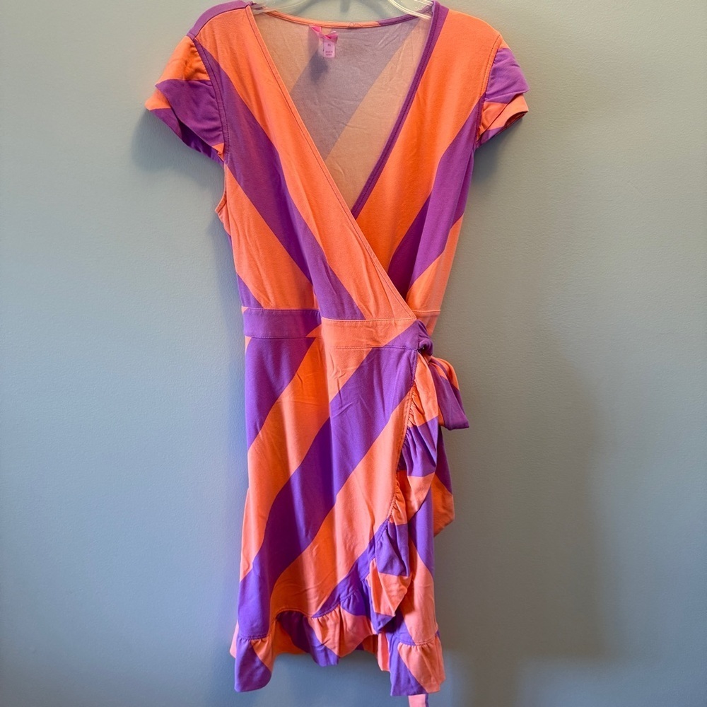 ✨ Lilly Pulitzer Adriel Wrap Dress – Coral & Purple – Size M ✨